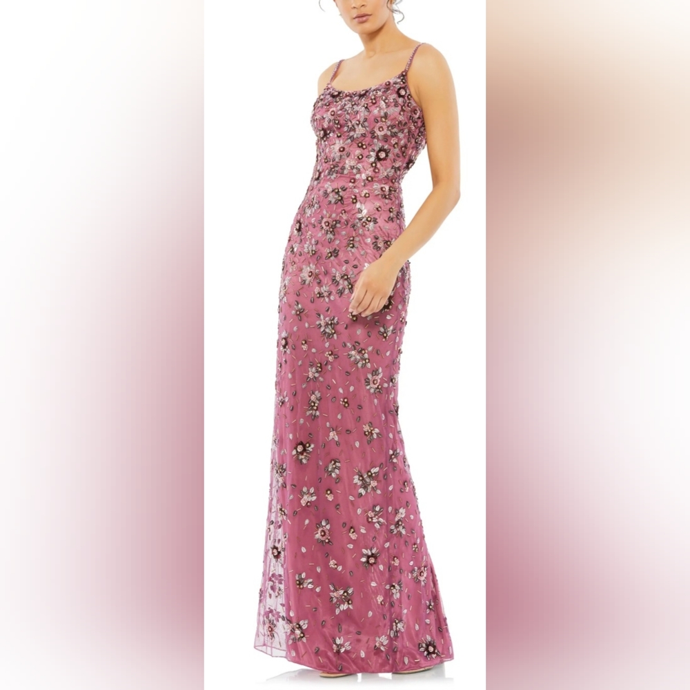 ✨FLASH SALE✨Mac Duggal Floral Beaded Column Gown NWT size 14 purple